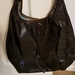 Black leather hobo bag